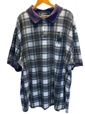 Polo Ralph Lauren 4XLT Big Pony Tartan Plaid Polo - Rare Size!